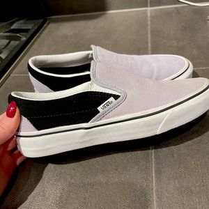 Black & Lavender Slip on Vans